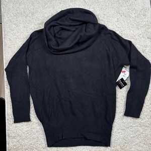 POOF New York Charcoal Grey Cowl‎ Neck Sweater Size Large 2 Way Wear